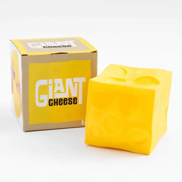 Play Visions Giant Cheese Stress Ball - 5 Inch Anxiety Relieving Squishy Childrens Toy – Super Squeezable and Great for Sensory Learning - Looks Just Like A Huge Block of Cheese. - 