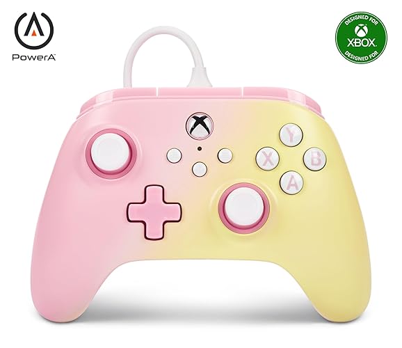 PowerA Advantage Wired Controller for Xbox Series X|S - Pink Lemonade, Xbox Controller with Detachable 10ft USB-C Cable, Mappable Buttons, Trigger Locks and Rumble Motors, Officially Licensed for Xbox - Pink Lemonade