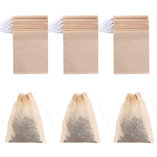 400 Pack Disposable Drawstring Tea Filter Bags Safe & Natural Unbleached Paper Tea Infuser Drawstring Empty Bag for Loose Leaf Tea (5 x 7cm, Natual Color) - 5 x 7 - Natual Color