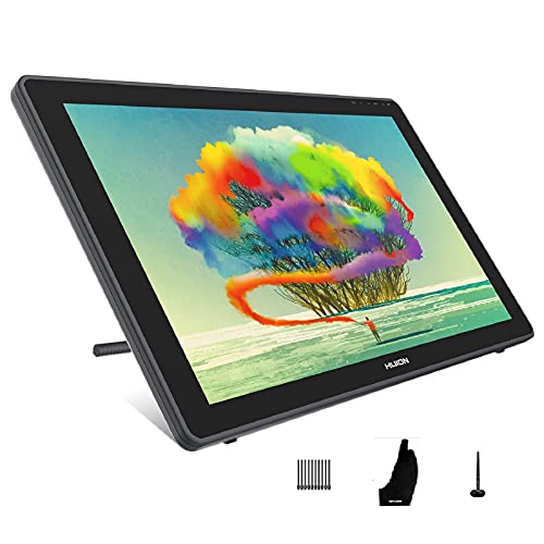 HUION 2020 Kamvas 22 Graphic Drawing Monitor Pen Display Drawing Tablet Screen Tilt Function 8192 Battery-Free Stylus, Come with Glove, Adjustable Stand,20 Pen Nibs -21.5 Inch Black