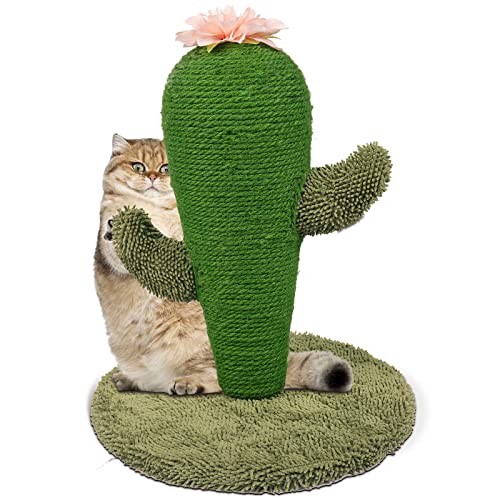 Cat Scratching Post for Indoor Cats by YOUMI, Sisal Scratch Posts, Sisal Cat Post, Sisal Cat Scratcher for Large Cats and Kittens (Cactus) - Cactus - 21”