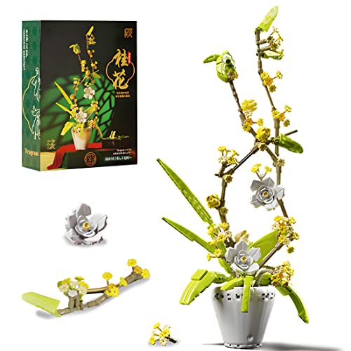 Fragrans Flower Bouquet Building Kit 2022, Sweet-Scented Osmanthus Building Blocks Sets Botanical Collection Creative Project for Adult Home Decoration Compatible with Lego for Age 6+ (430 Pieces)