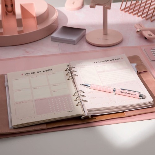 Conquer My Day Journal Writing Set (1-Year Supply + Gift Pen + Sticky Notes)