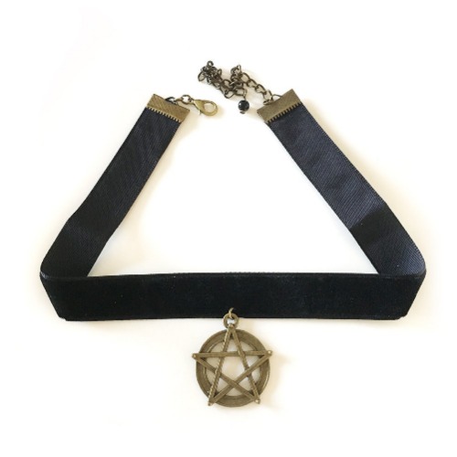 Pentagram Necklace Five Star Magic Lace Choker Necklace