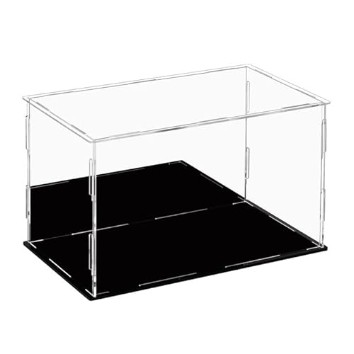 Dezzer Acrylic Display Case Box with Black Base, Assemble Countertop Clear Acrylic Dustproof Protection Showcase for Action Figures Toys, Collectibles, Home Storage (30x20x20cm) - 30cm x 20cm x 20cm