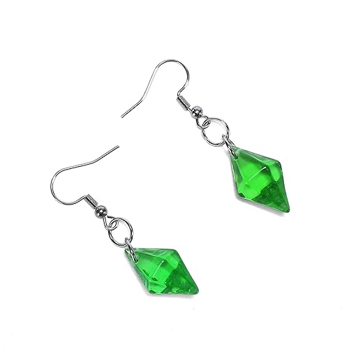 Sims Plumbob Earrings - Green Gem Dangle Earrings