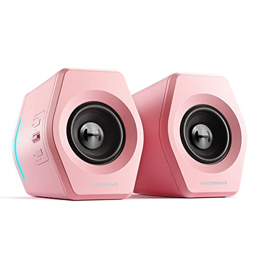 Edifier G2000 32W PC Computer Speakers for Gaming Desktop PC Laptop Mac Computer Woofer Speakers Bluetooth USB 3.5mm AUX Inputs RGB Lights Multimedia Speakers Pink - Pink