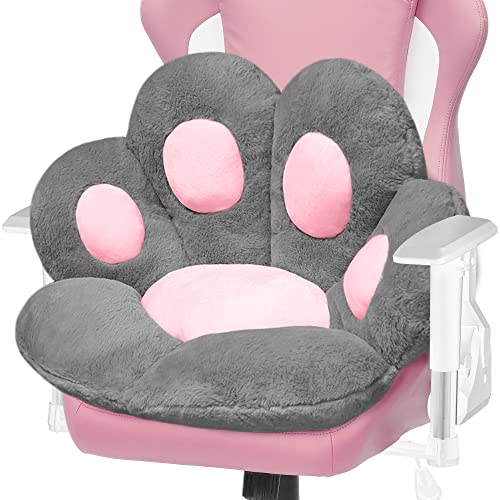 ELFJOY Comfy Chair Cushion Plush Cat Paw Cushion Kawaii Home Decor Cat Pillow for Office and Computer Gaming Chair (80 * 70cm, Grey) - 80*70cm - Grey