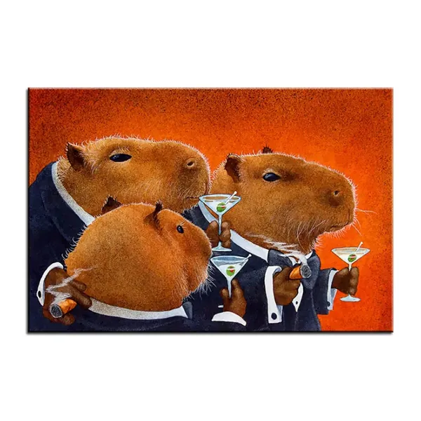 Large size Printing Oil Painting the capybara club Wall painting Wall Art Decoration Picture For Living Room painting