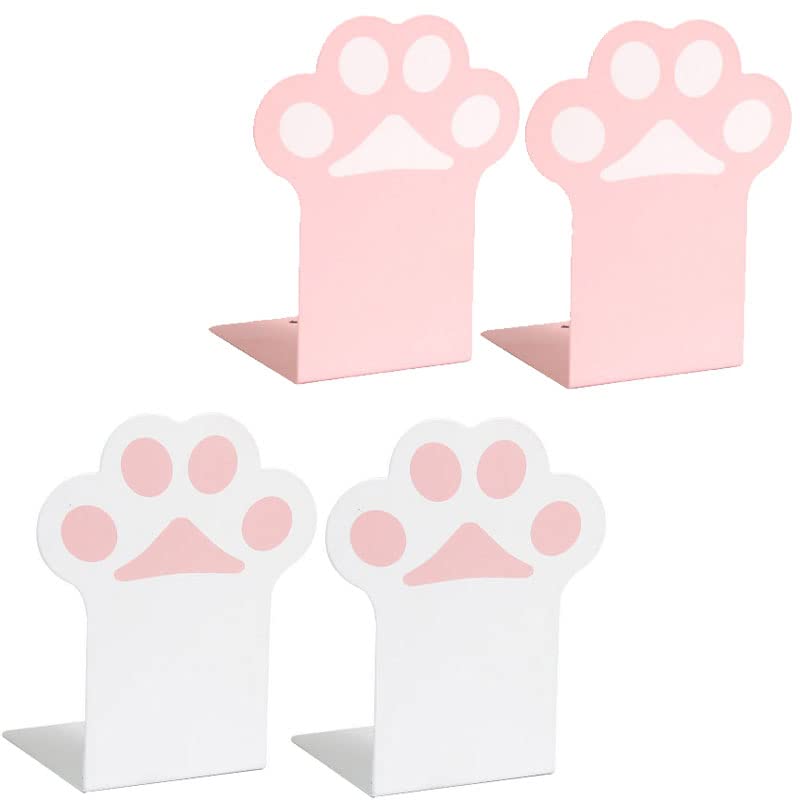 2 Sets Cute Cat Paw Metal Bookends