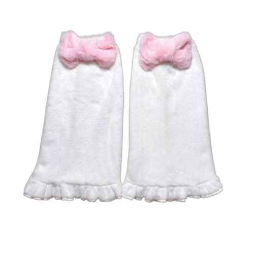BZB Women's Kawaii Leg Warmers Socks Harajuku Fuzzy Fluffy Plush Cartoon Cosplay Foot Warm Socks For Girls - White Medium
