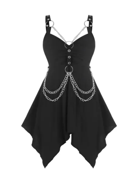 ROSE GAL Womens Plus Size Tunic Tops 2022 Fall Casual Long Sleeve T-Shirt Goth Shirt V Neck Loose Blouses Swing Tunic