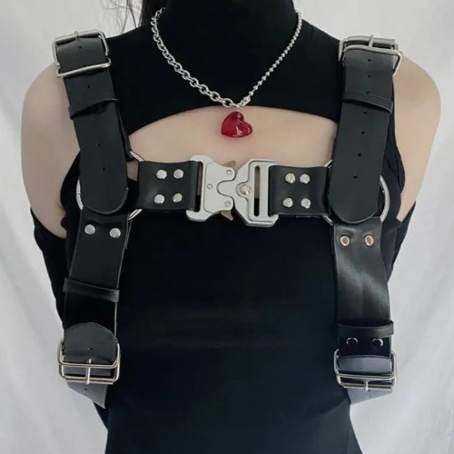 Black Metal Buckle Belt Harness - Black