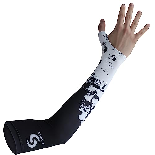 Selerity Gaming Arm Sleeve for PC and Sport with open glove and thumb hole for esports gamers Paints Spray - Large