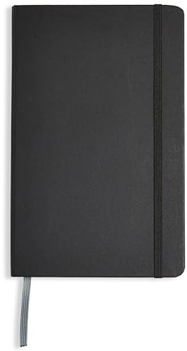 Amazon Basics Classic Notebook, Line Ruled, 240 Pages, Black, Hardcover, 5 x 8.25-Inch - Ruled