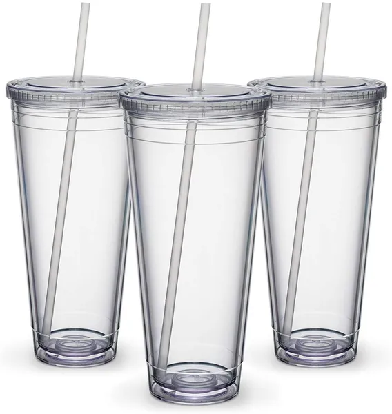 Maars® Insulated Travel Tumblers 32 oz. | Double Wall Acrylic | 3 Pack - 3 Pack Clear
