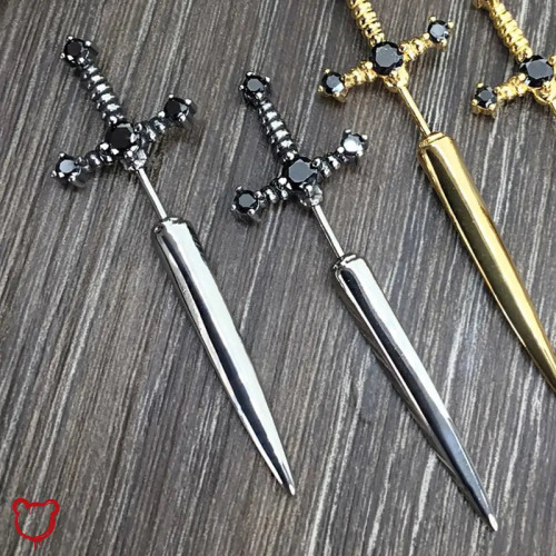 Metal dagger earrings