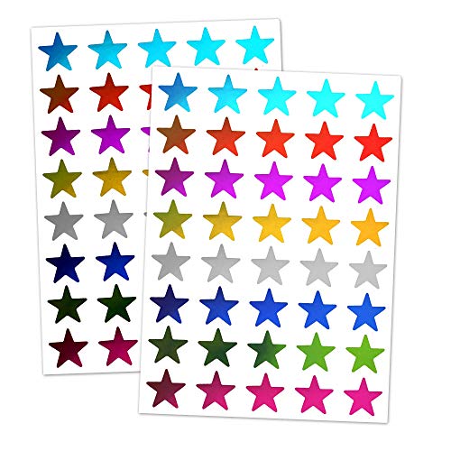 8 Colors, 1000 Pack, Foil Star Metallic Stickers, 0.6" Diameter - 8 Colors - 1000 Pack