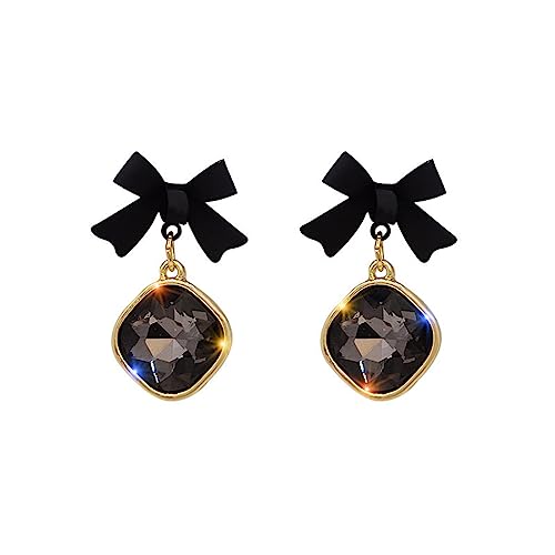 Miancheng 925 Sterling Silber Ohrringe Schwarz Zirkonia Anhänger,Schwarze Ohringe Stecker für Damen,Mädchen