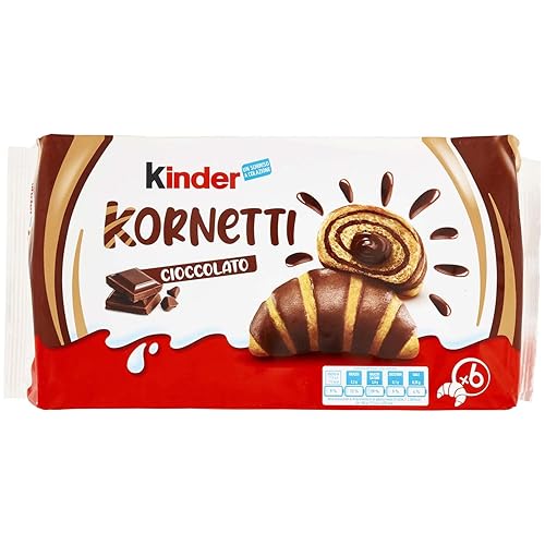 Ferrero Kinder Kornetti Cioccolato Cornetti Mit Schokolade Gefüllte Croissants Packung mit 252g, jede Packung enthält 6 Croissants