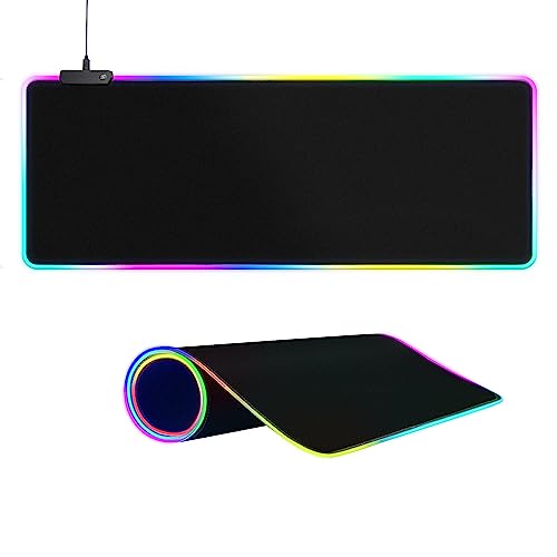 Large RGB Gaming Mouse Pad -15 Light Modes Touch Control Extended Soft Computer Keyboard Mat Non-Slip Rubber Base for Gamer Esports Pros 31.5X11.8 in - RGB