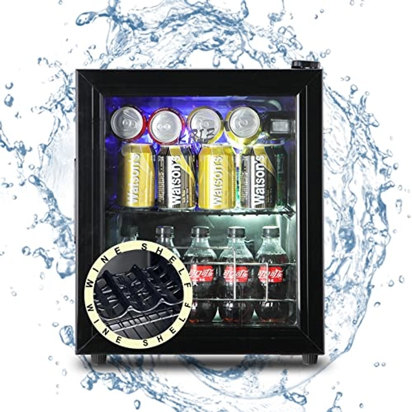 KRIB BLING Beverage Refrigerator and Cooler for 80 Cans, Mini Refrigerator with Wire Adjustable Shelving, Small Drink Dispenser Machine for Soda, Water, Beer, Wine for Dorm, Office, Bar