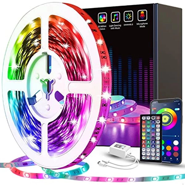 Tenmiro LED Strip Lights, 32.8FT LED Music Sync Color Changing Lights with 40keys Music Remote Controller and 12V5APower Supply, RGB SMD5050 300 led Lights for Room, Bedroom, TV, Party.
