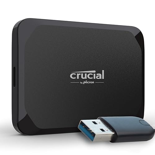 Crucial X9 4TB Portable SSD with USB-A Adapter - Up to 1050MB/s - PC and Mac, with Mylio Photos+ - USB-C 3.2 External Solid State Drive - CT4000X9SSD902 - 4TB - X9 Adaptor Bundle