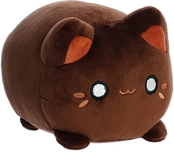 Aurora® Enchanting Tasty Peach® Kona Coffee Meowchi Stuffed Animal - Bright & Colorful Design - Showpiece Plush - Brown 7 Inches