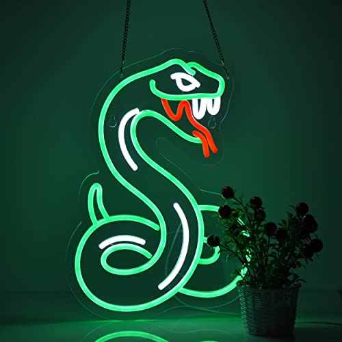 Snake Neon Sign for Wall Décor Python Signs with Dimmable Switch LED Neon Signs Bedroom Beer Bar Neon Light Sign Hotel Party Club Office Art Lights. - Green+White+Red