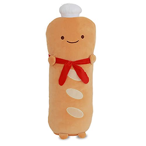 MDXMY 20.8'' French Baguette Plush Pillow Funny Food Bread Plushie Soft Hugging Pillow with Red Scarf (Baguette) - Baguette