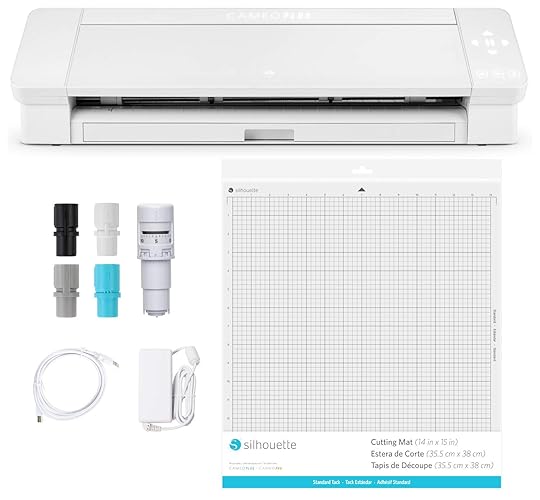 Silhouette Cameo 4 Plus 15 Inch Version - 15" Cutting Mat, Power cords, Built in Roll Feeder, Silhouette Studio Software - 15" - White