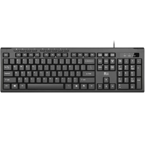 Rii Wired Keyboard RK907 Standard Computer Keyboard,USB Full-Size Keyboard for Home Office,School,Works with Windows,Mac,Android TV Box,PC,Laptop,PS3/4 - Black