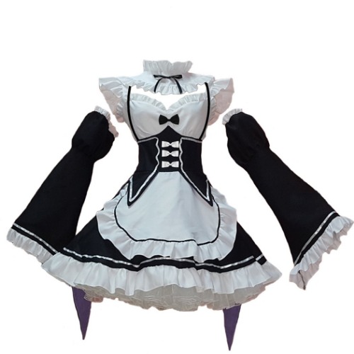Ainiel Women's Maid Outfit Dress Anime Maid Costume Cosplay Lolita Fancy Dress Maid Dress With Socks Headwear Sets - Medium
