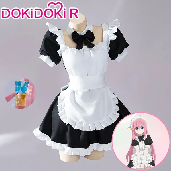 【Size S-2XL】DokiDoki-R Anime Bocchi the Rock! Cosplay Hitori Gotoh Costume Maid