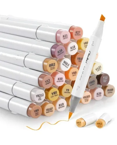 36 Skin-Tone Colors Alcohol Markers, Ohuhu Brush & Chisel, Sketch Art Marker, Alcohol-based Brush Markers for Kids and Adults' Coloring, Illustration, Comes w/ 1 Colorless Alcohol Marker Blender: Markers: Amazon.com.au