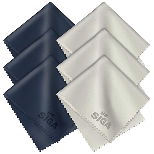 MR.SIGA Premium Microfiber Cleaning Cloths for Lens, Eyeglasses, Screens, Tablets, Glasses, 6 Pack, 6 x 7 inches (15 x 18 cm) - 6 Pack - 6 x 7 inch