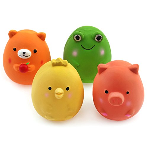 CHIWAVA 4PCS 2.4'' Squeak Latex Puppy Toy Funny Animal Sets Pet Interactive Play for Small Dog Assorted Color - Assorted Color