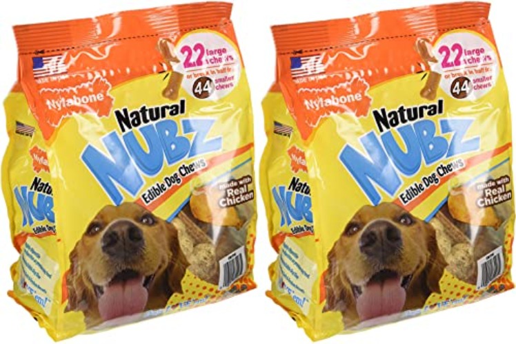 (pack of 2) Nylabone Natural Nubz Edible Dog Chews 22ct. (2.6lb/bag) -Total 5.2lb (Limited Edition) - Limited edition