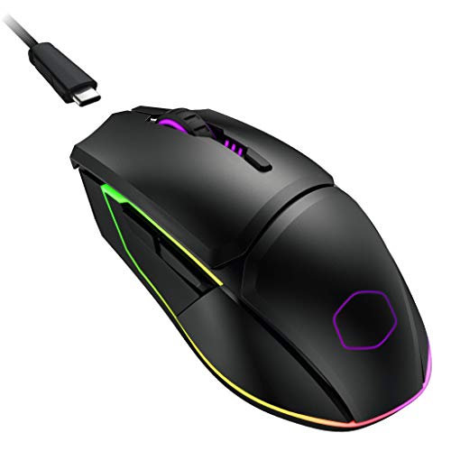 Cooler Master MM831 Gaming Mouse with 32000 DPI Adjustable via Software, 2.4GHz and Bluetooth Wireless, PBT Buttons, and Qi Charging Support - RGB - MM831 WireLess - Right-handed
