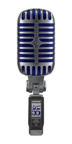 Shure Super 55 Deluxe Vocal Microphone - Vintage Supercardioid Dynamic Unidyne Mic, Iconic Look, Classic Sound - Rugged Die-Cast Casing, Includes 5/8 to 3/8 Thread Adapter and Zippered, Padded Pouch - Supercardioid