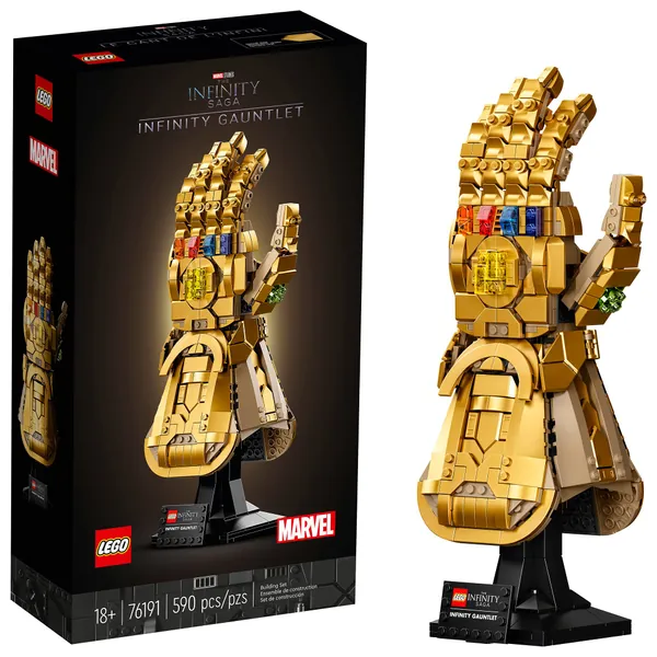 Lego Marvel Infinity Gauntlet 76191 Collectible Building Kit; Thanos Right Hand Gauntlet Model with Infinity Stones (590 Pieces) - 