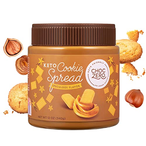 ChocZero Keto Cookie Butter Spread - No Sugar Added, Gluten Free, Low Carb Speculoos, Biscuit, Keto Friendly, Nut Butter Alternative, Dessert Hummus, Naturally Sweetened with Monk Fruit (1 jar, 12 oz) - Keto Cookie Butter Spread