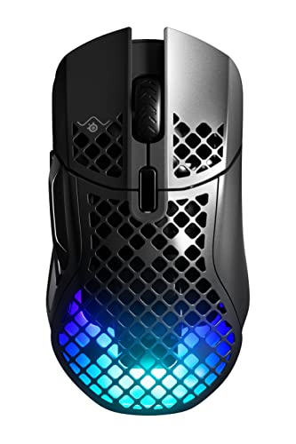 SteelSeries Aerox 5 Wireless Gaming-Maus – Ultraleichte 74 g – 9 Tasten – Bluetooth/2,4 GHz – 180 Std. Akkulaufzeit – Wasserbeständig nach IP54 – PC/MAC - FPS, MOBA, Battle Royale - Kabellos - Aerox 5 - Schwarz