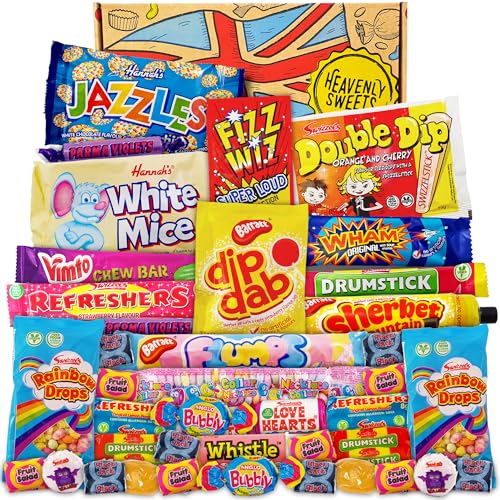 Heavenly Sweets - Retro Sweets Gift Box - Party Sweets - Gift Box of Sweets Candy & Chocolate for Birthday Easter and Fathers Day - Old Fashioned Sweets, gifts for him, candy gifts for women