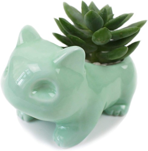 Ceramic Flower Pots- Cute Cartoon Succulent Planter Pots Green Small Animal Shaped DIY Art Vase Flowerpot for Office Desktop Garden Home Decorative