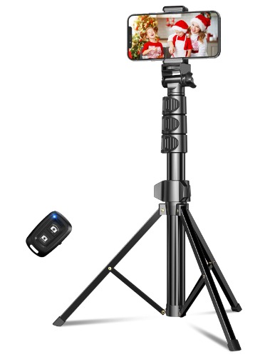 CIRYCASE 142 cm mobiltelefonstativ, expanderbart allt-i-ett selfie-stick stativ med Bluetooth-fjärrkontroll, smartphone och kamerastativ kompatibelt med iPhone, galax, perfekt för selfies/videoinspelning