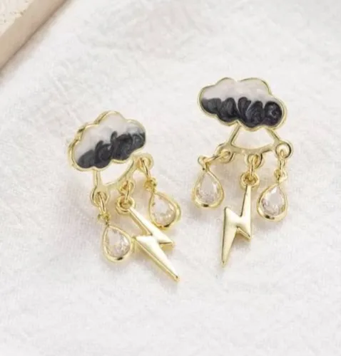Dainty Cloud Rain Drop Dangle Earrings