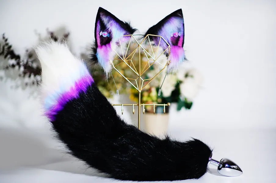 Candy Cat ears and tail, Cat ears and tail, Cat ears,  tail plug, ears headband, butt plug, DDLG,  handmade ears, pet play,  custom ears