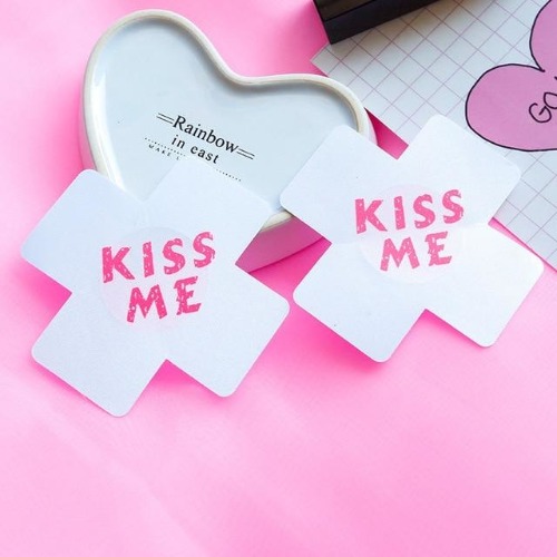 Naughty Nipple Covers - White/Pink Kiss Me